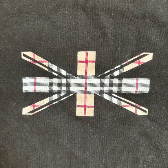 Vintage Burberry London British Flag Nova Check Stretch Tee - Picture 3 of 5